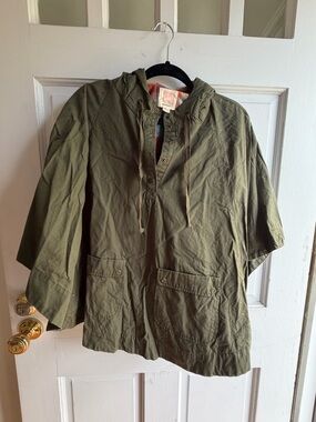 Quiksilver Olive Green Hooded Jacket with Plaid Lining